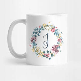 Floral Monogram J Colorful Full Blooms Mug